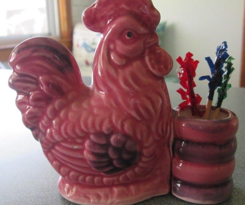Vintage Toothpick Holder Norleans Japan Pottery Chicken w/ Label