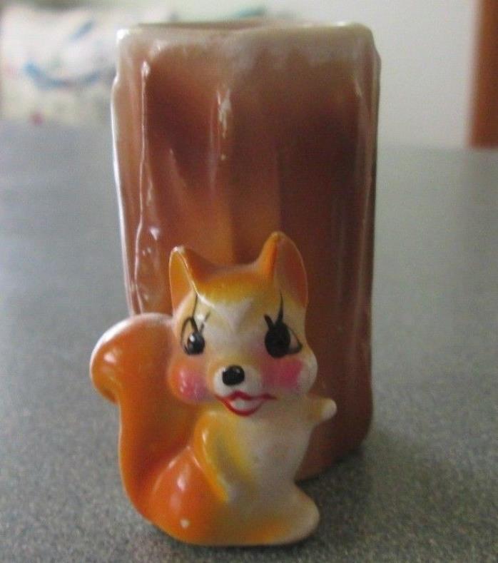 OLD Vintage Toothpick Holder Japan Pottery  Squirrel w/ Tree