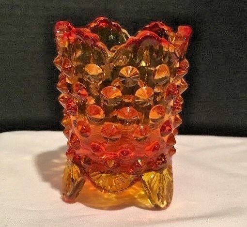 Vintage Amberina Glass Toothpick Holder