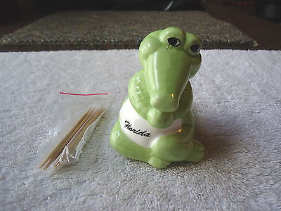 Florida Alligator Shaped Ceramic Tooth Pick Holder 