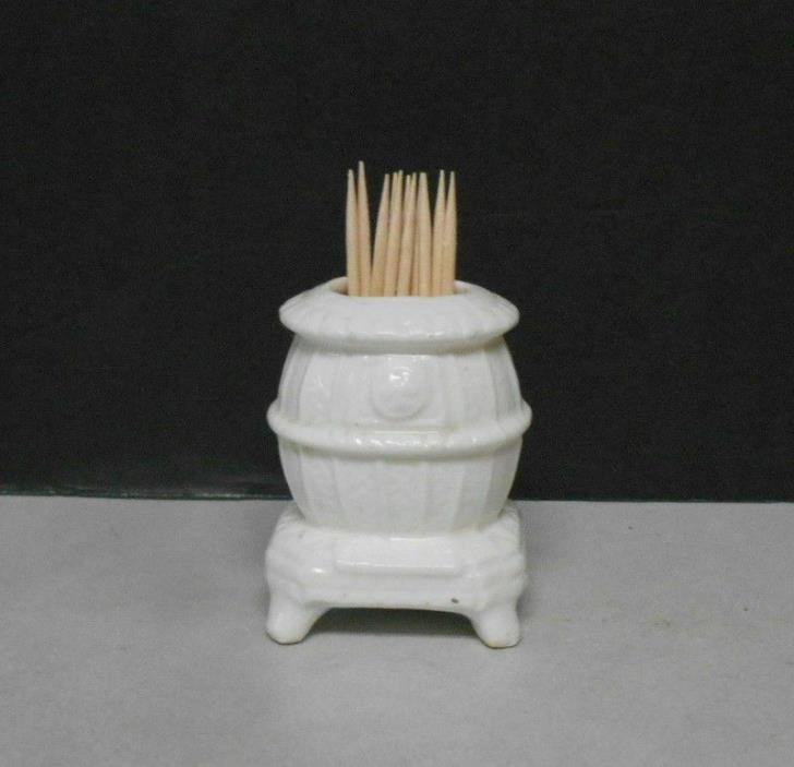 Vintage Ceramic White Buck Stove Toothpick Holder