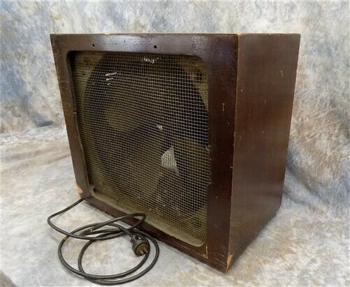 1946 Emerson Electric Box Fan Mid Century Fan 16 Inch Blades Exhaust Fan Walnut