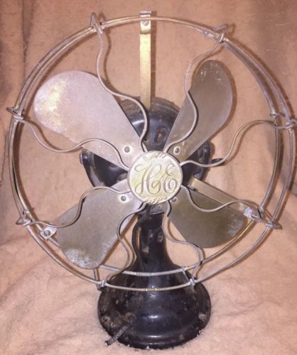 HUNTER ELECTRIC FAN W/BRASS BLADES & BRASS CAGE - EARLY FOR RESTORATION