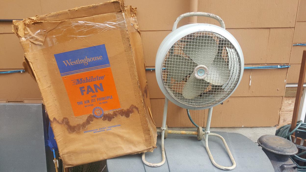 Vintage Westinghouse Mobilaire Stand Industrial 2 Speed Fan 16MA3 ~ WORKS GREAT