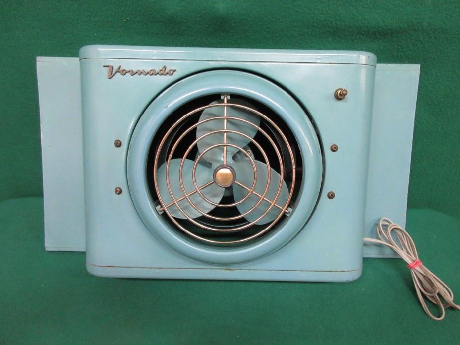 Vintage Vornado Mid Century 1950's Electric Fan Window Box Fan Metal Turquoise