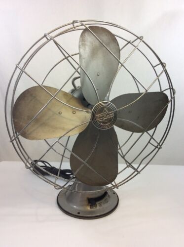 Vintage Electric Fan Emerson 3 Speed Oscillating Metal Mid Century 18