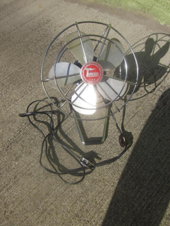 VTG TORCAN RETRO blue Metal Electric desk FAN 8 inch fan adjust angle Very nice