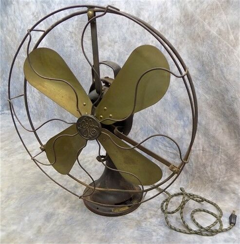 General Electric Fan Type AOU Form ABI 16 Inch Brass Blades Vintage Working
