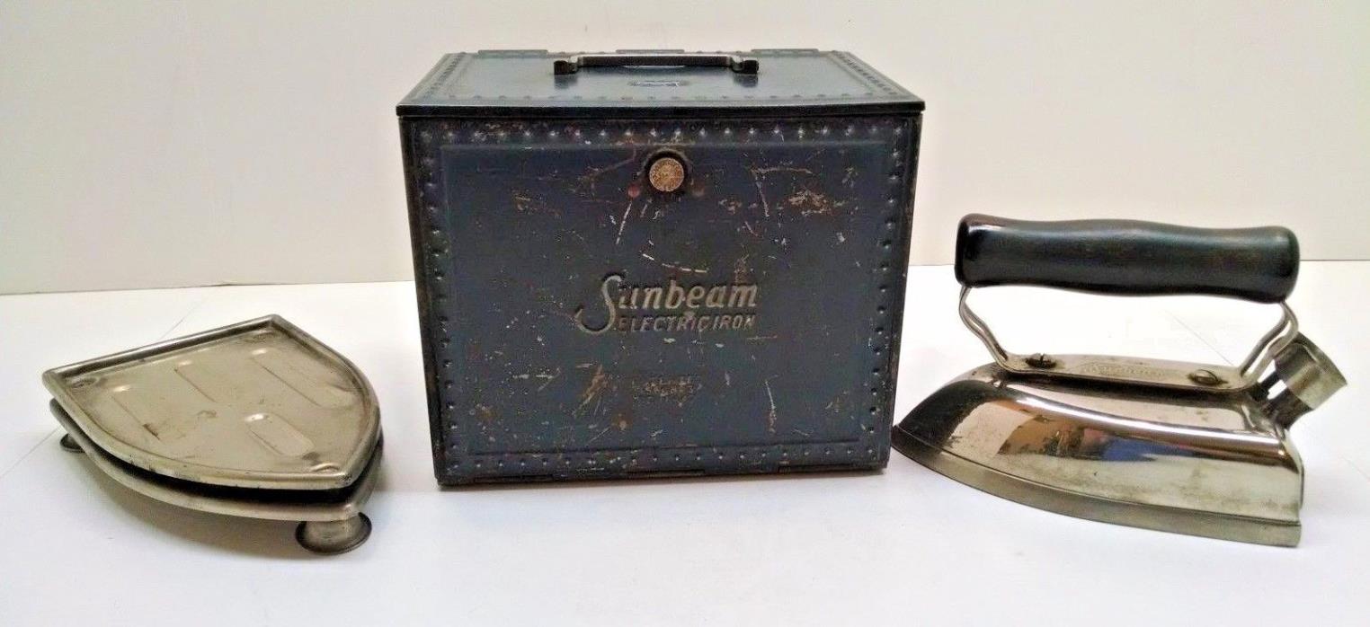 Vintage Sunbeam The Iron of Irons Electric Iron Case Box Trivet No Cord