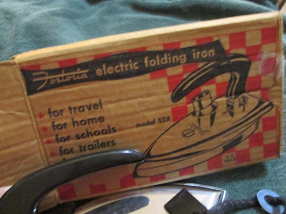 Mid-Century Fostoria Electric Folding Travel Iron ~ Model 52X