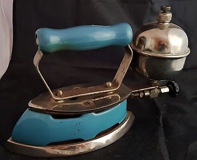 Vintage Coleman Gas Iron with Trivet and Pump