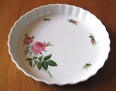 Quiche Tart Pie Plate Fluted Christineholm Pink Peony Roses 9.5