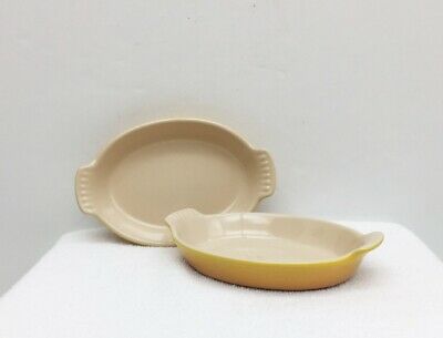 Le Creuset 2 Small Oval Creme Brulee Individual Baking Dishes Ramekins Yellow