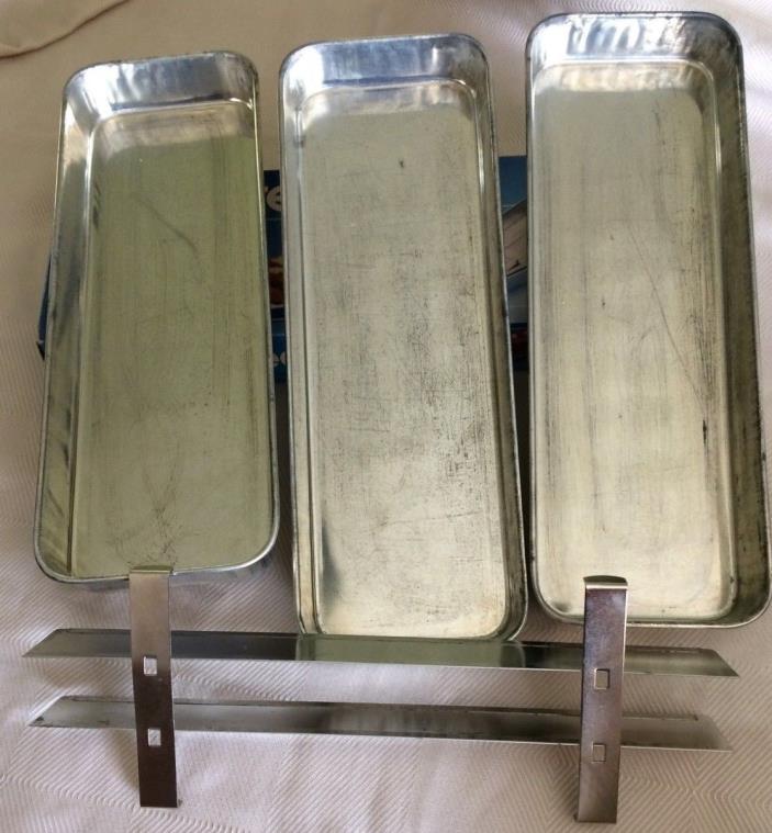Vintage Rowoco Checkered Loaf Cake Pan 4-PC Set Never Used Original Box Divided