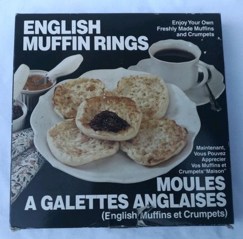Vintage English Muffin Crumpets 4 Ring With Box Recipe Made USA FreeShip