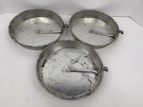 PIE PAN With Sliders Vintage Lot Of 3 Metal Plate Cooking Dessert Round Cake Tin