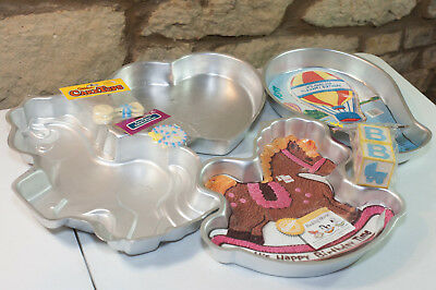 Wilton 1980's Novelty Cake Pans & Cake Top: Heart, Horse (2), Balloon Pan