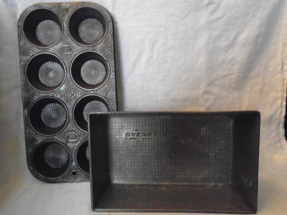 VTG. Ovenex / Echo Tin Bakeware, Muffin Tin, Bread Baker, Lot of 2