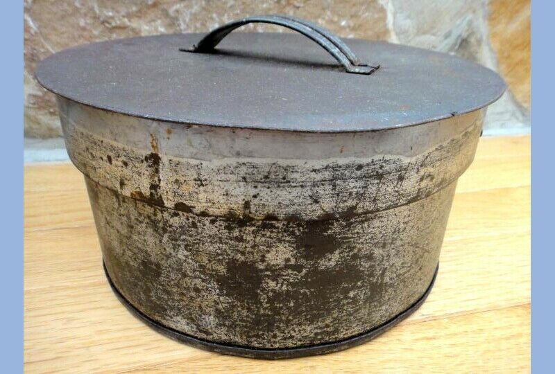 1800s antique TIN TUBE CAKE PAN w/LID STEAM PUDDING MOLD baking BUNDT