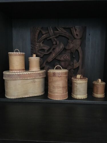 Vintage Birch Bark Norse Containers