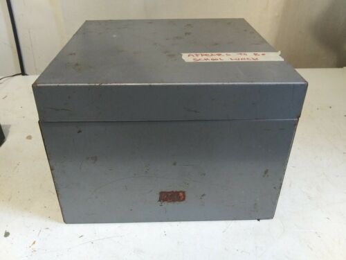 VTG Weis Monroe Mich Grey Metal Tin Index With Recipes Card Box approx 8.5 X 8.5