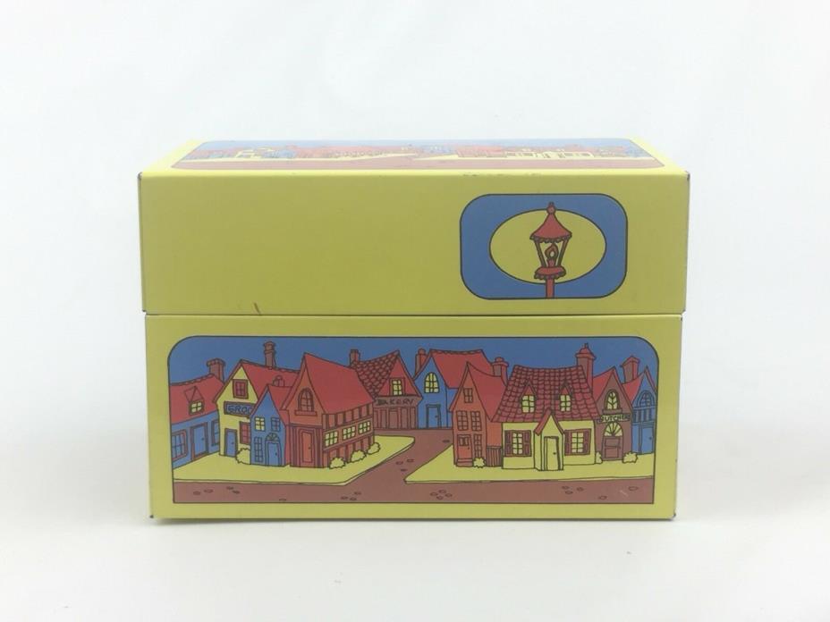 Vintage Syndicate MFG. Co. Village Scene Tin Recipe Box        C1