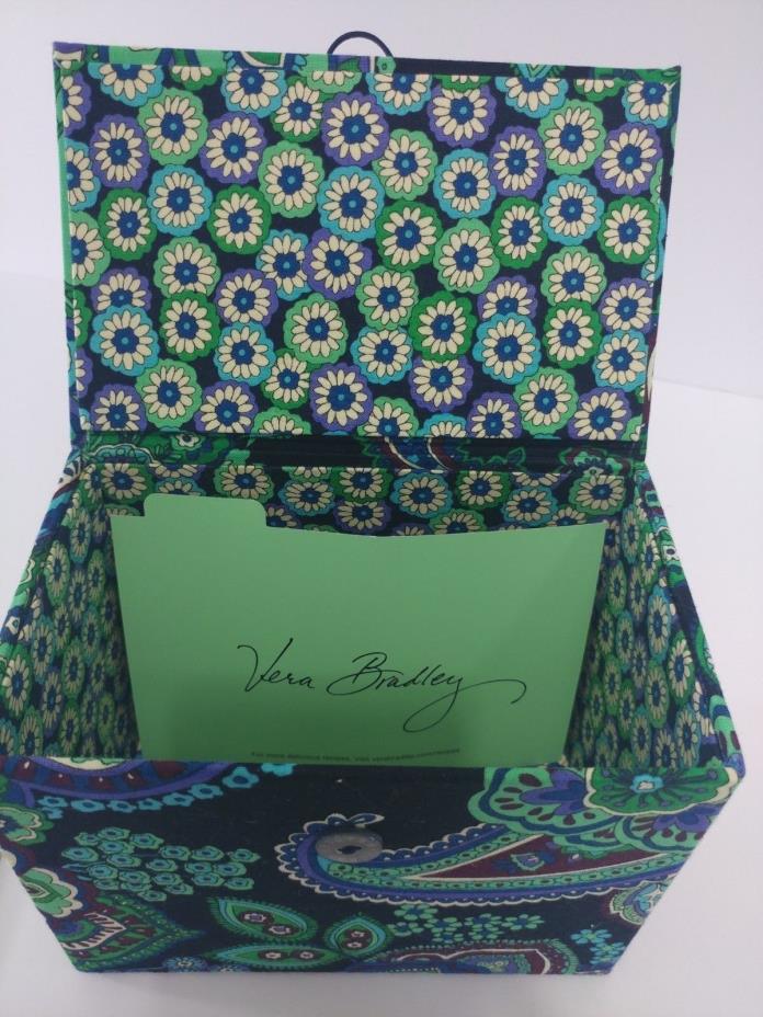 Vera Bradley Rhythm & Blues Fabric Recipe File Box Storage Holder Blue Paisley