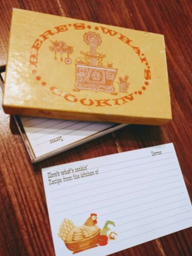 Vintage Recipe Box With Recipe Cards Chicken Theme Kitchen Decor Cooking