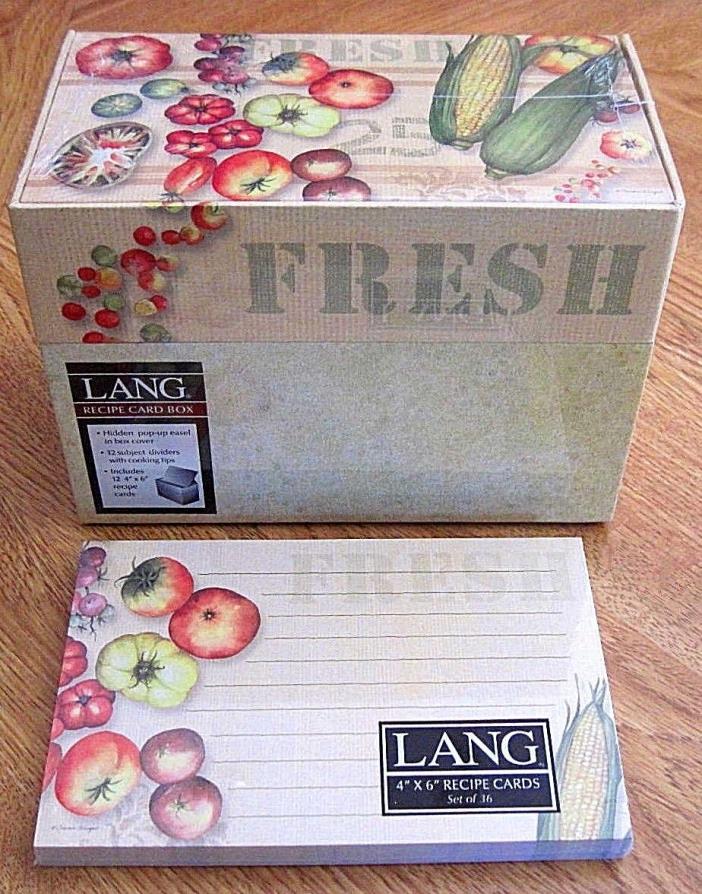 FRESH FROM THE FARM~LANG 4x6 Recipe Card Box + Recipe Cards & Dividers~S. Winget