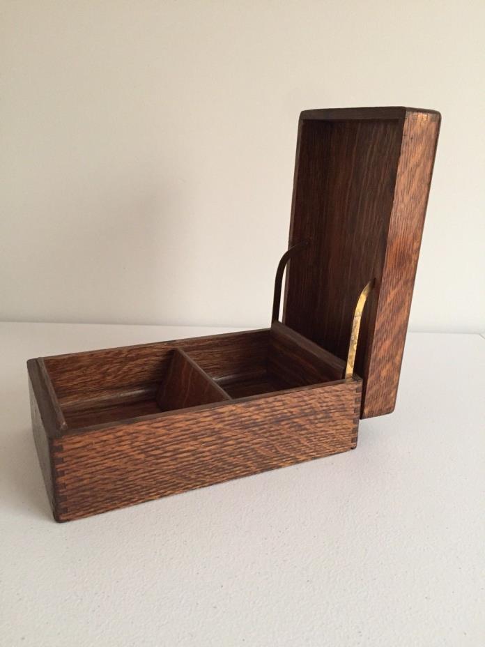 Vintage Macey Oak Index Card Tray Recipe Card Tray Dovetail Hinged Top