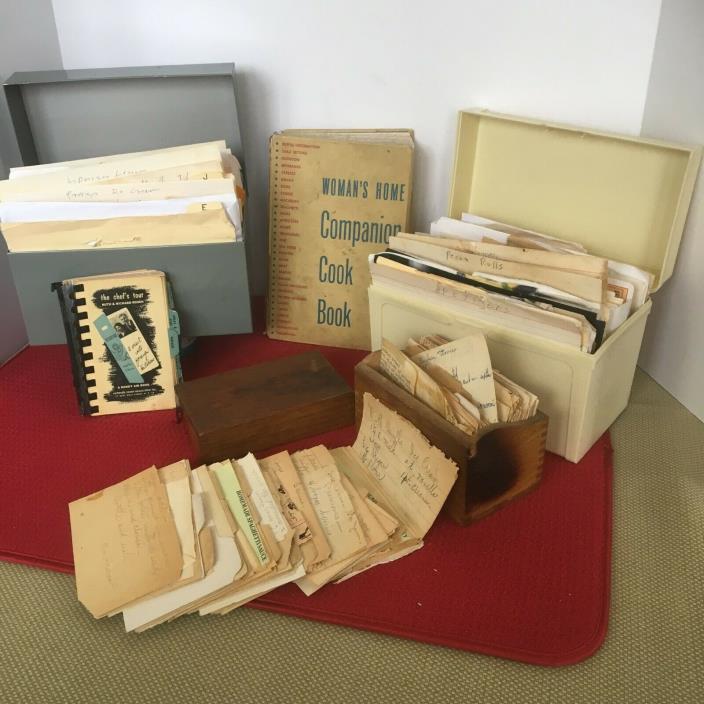 Vintage Recipe Collection 1940-1950's + Bonus Dovetail Box Antique Pre 1900