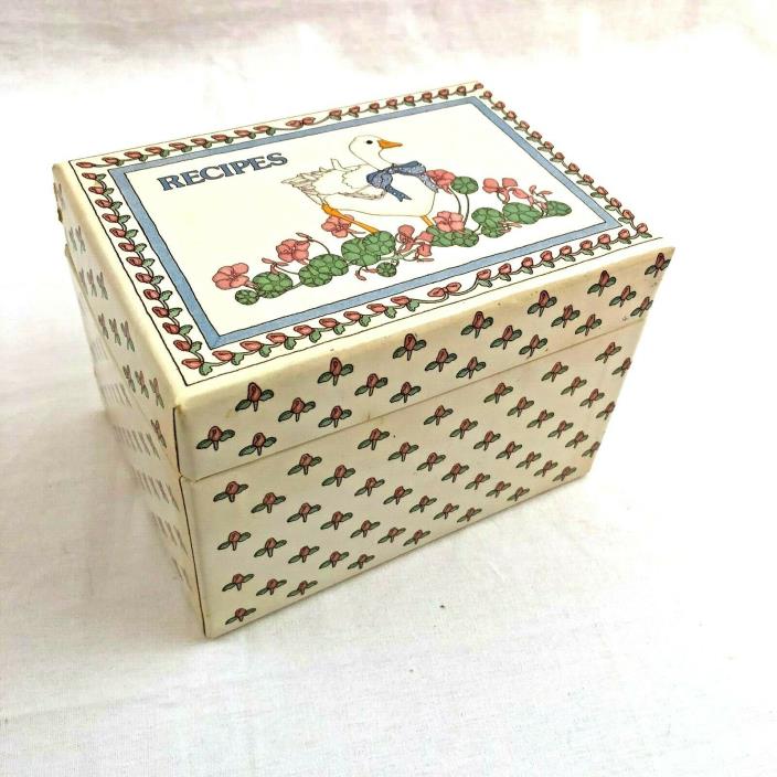 Recipe Card Holder Box Duck Goose Blue Ribbon CR Gibson Vintage 70's & 83 Cards