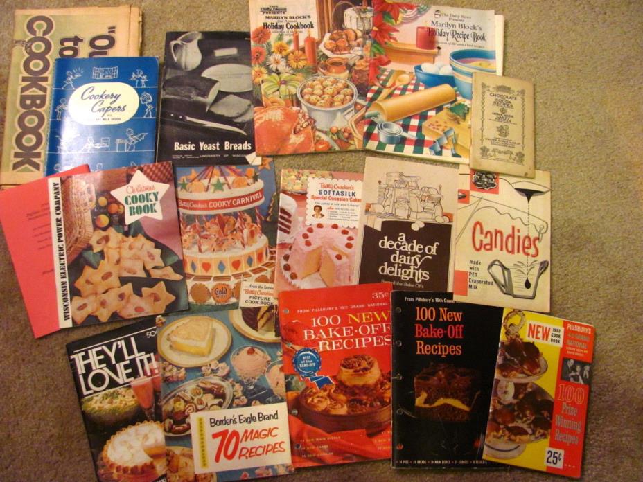 LOT Vintage Handwritten Typed Recipes Cookbooks Bake Off Recipes Cooky Carnival