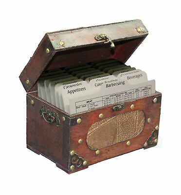 Vintiquewise QI003015NEW Antique Wooden Recipe Card Box 5 x 7 Cherry