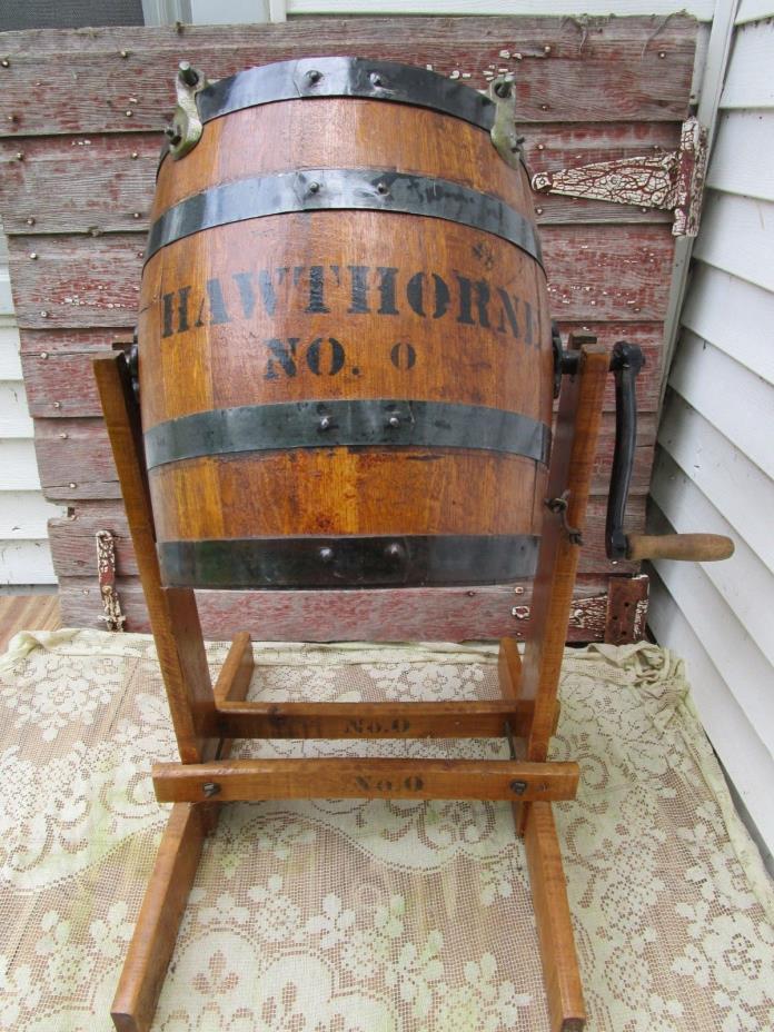 Antique Barrel Butter Churn Hawthorne No 0 With Stand Primitive Rustic Decor