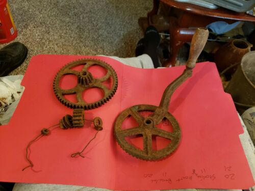 Antique Butter Churn Cast Iron Gears  Anx Handle