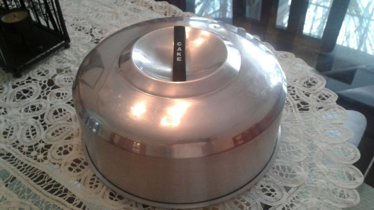 Vintage Aluminum Dome Cake Cover Bakelite Handle Stamped 