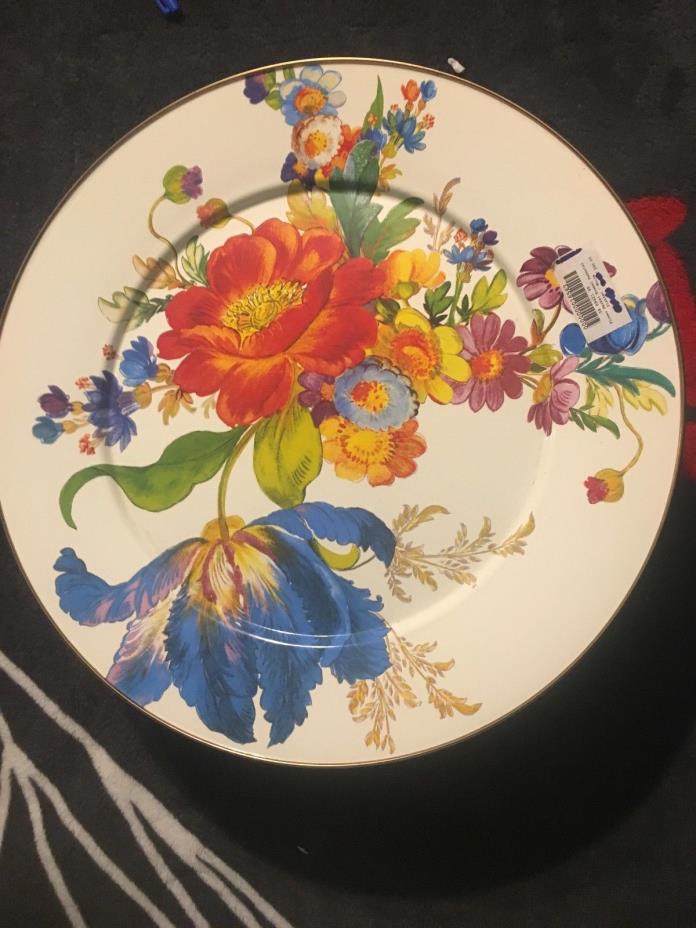 Mackenzie Childs Floral Courtly check Cake Stand carrier ( READ  BELOW )