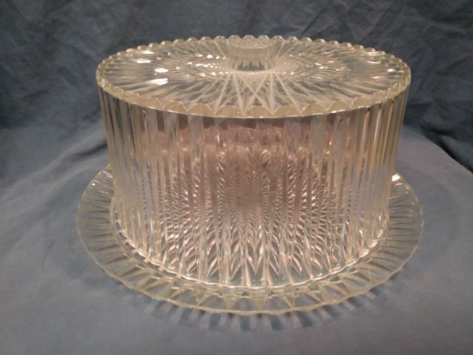 Vtg Retro Clear Plastic Acrylic Cake Saver w/Clear Dome Lid