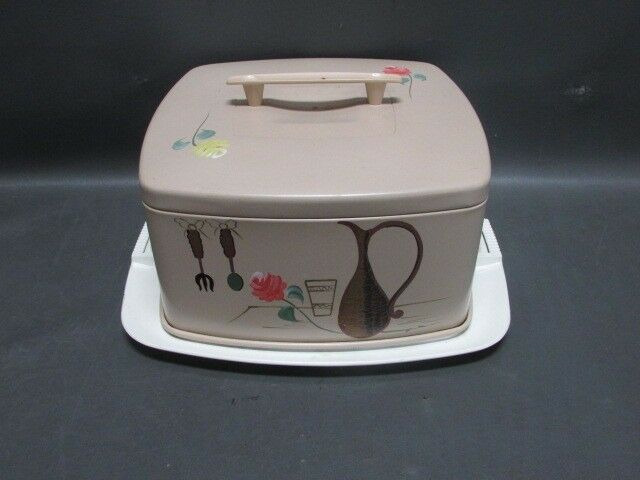 1960's Ransburg Hand Painted Tin Cake Plate Vintage