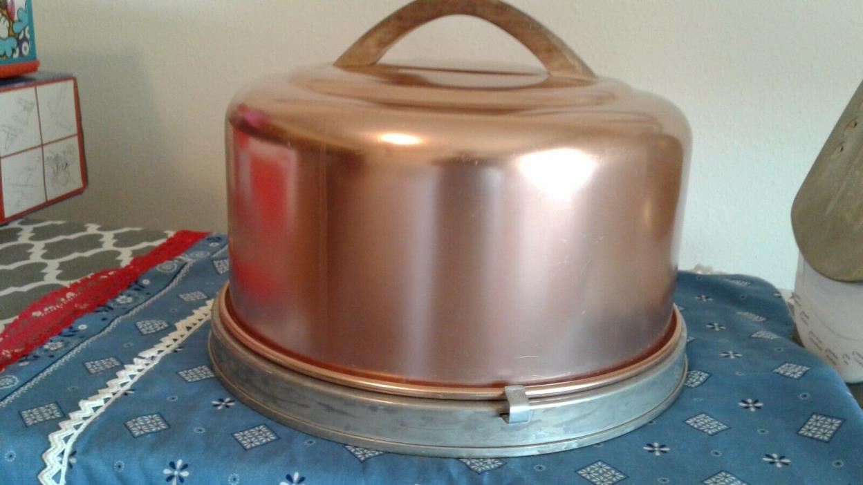 Vintage copper cake cover with locking bottom