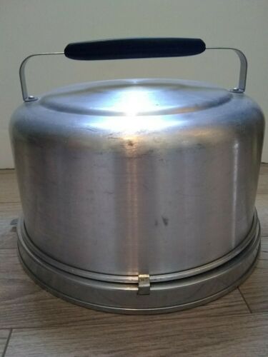 Good Cond! Mid-Century Vintage MIRRO Model 2002 KM Aluminum Cake Carrier, Clean