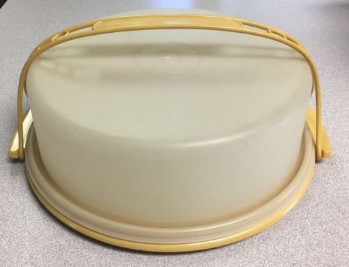 Pie Cake Taker Carrier Tupperware Harvest Gold Clear Lid + Handle 719 720 721 MS