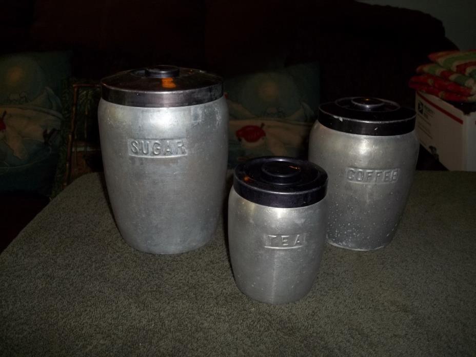 Vintage Aluminum 3 Pc Nesting Cannister Set