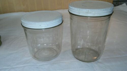 2 Vintage Glass Jar w lids Canister Storage  Ball