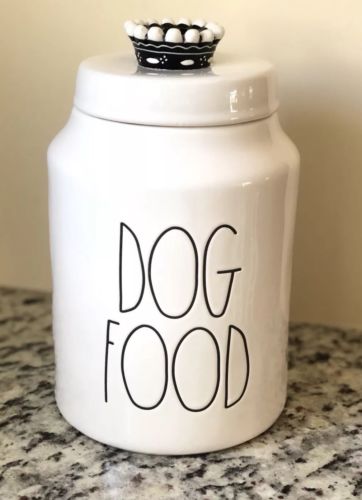 NEW Rae Dunn DOG FOOD Cannister Treat Jar W/Lid LL Large Letters