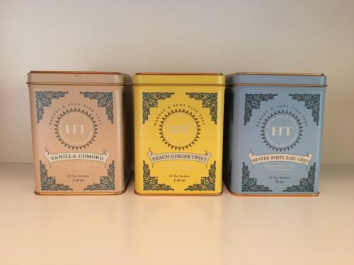 Set of 3 EMPTY Harney & Sons HT Tea Tins Containers - EXCELLENT CONDITION