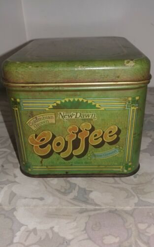 Vtg J. Chein & Co. New Dawn Columbian Grown Coffee Tin w/ Lid