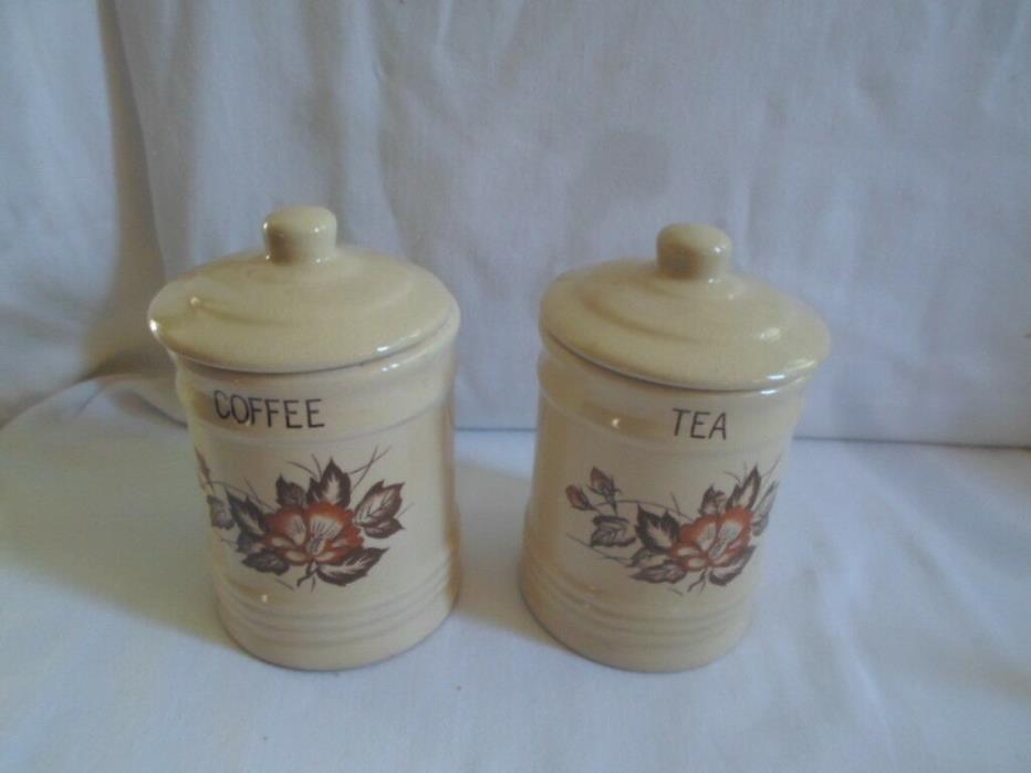 Coffee and Tea Tan Ceramic Canister Set 4.5