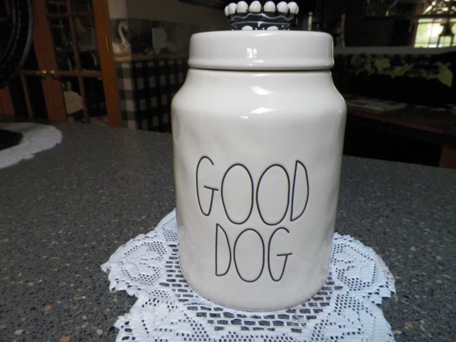 RAE DUNN *GOOD DOG* LARGE TREAT JAR CONTAINER CANNISTER w/CROWN LID
